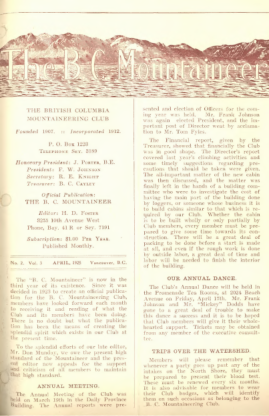 The B.C. Mountaineer 1925 April cover